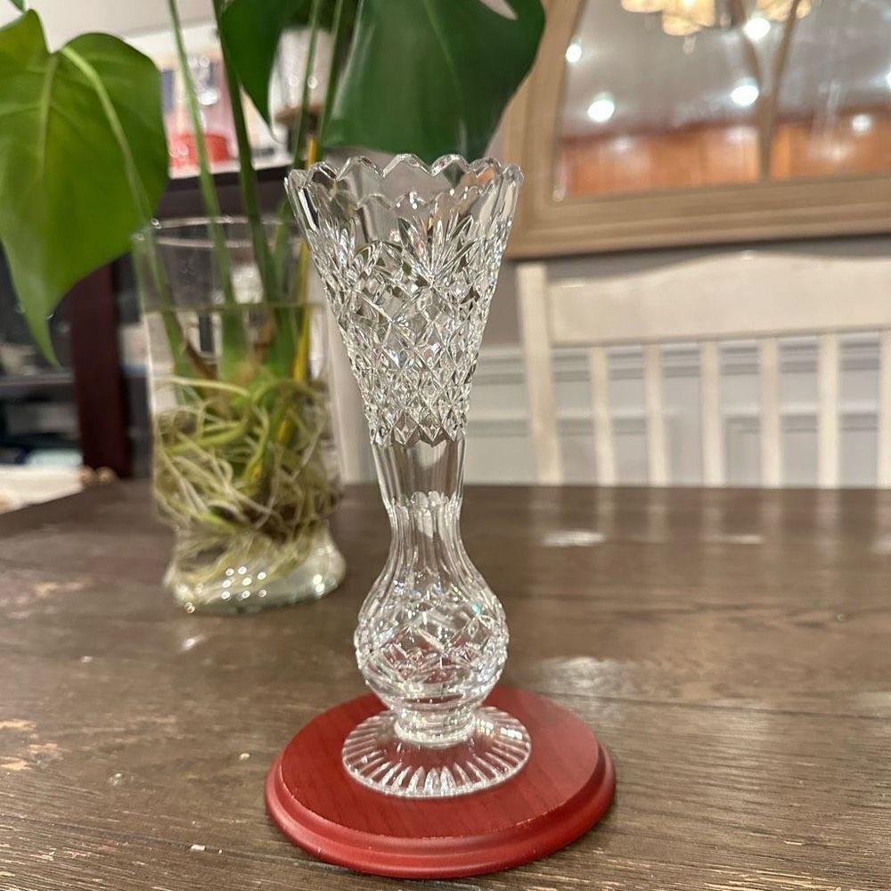 Vintage Slim 7.9” tall Vase Hand Cut‎ Glass Crystal
